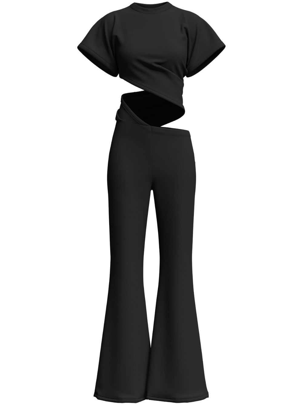 Margherita MACCAPANI Sere 镂空细节连体长裤 - 黑色