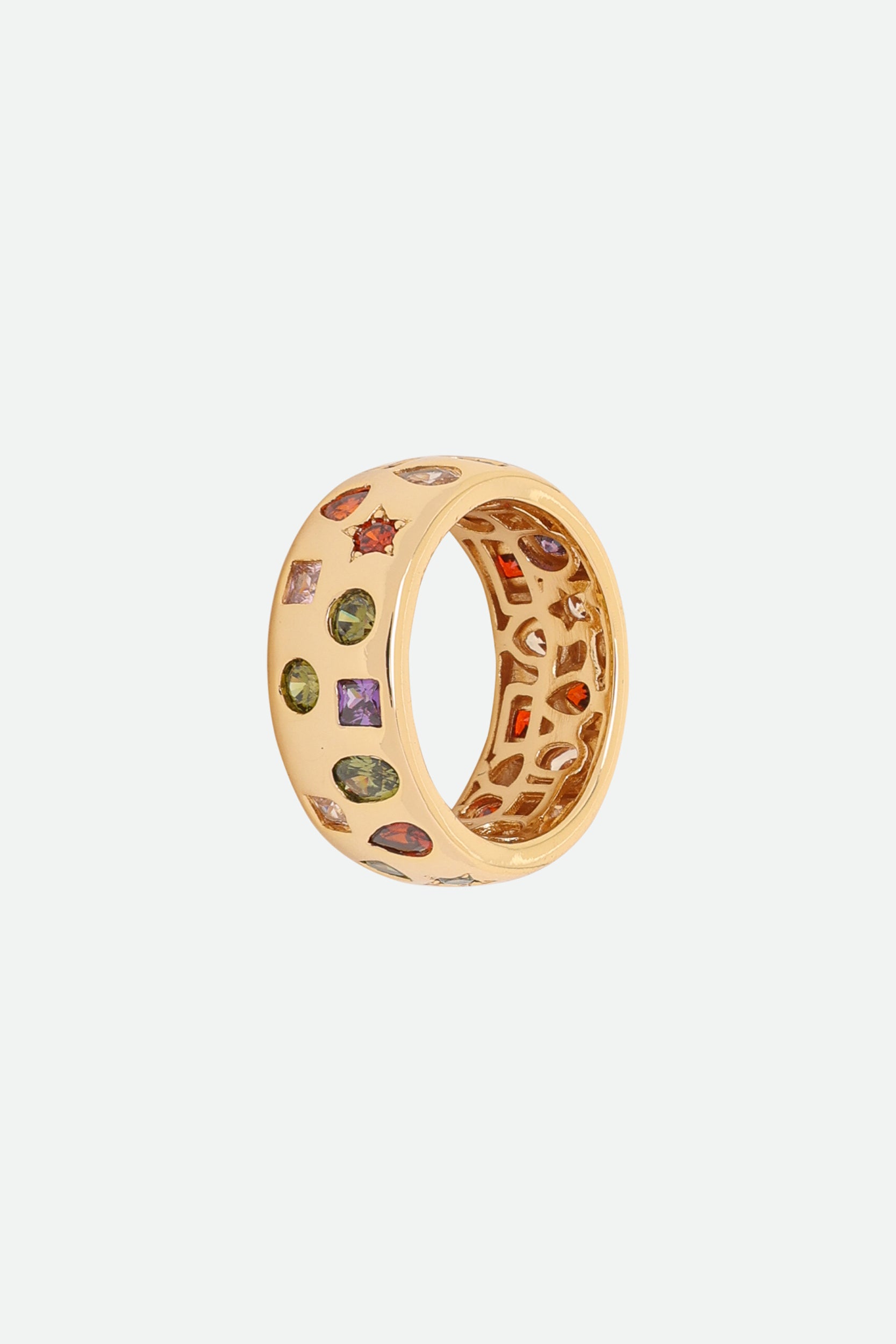 Melusina Bijoux Anello con Zirconi Colorati Dorato