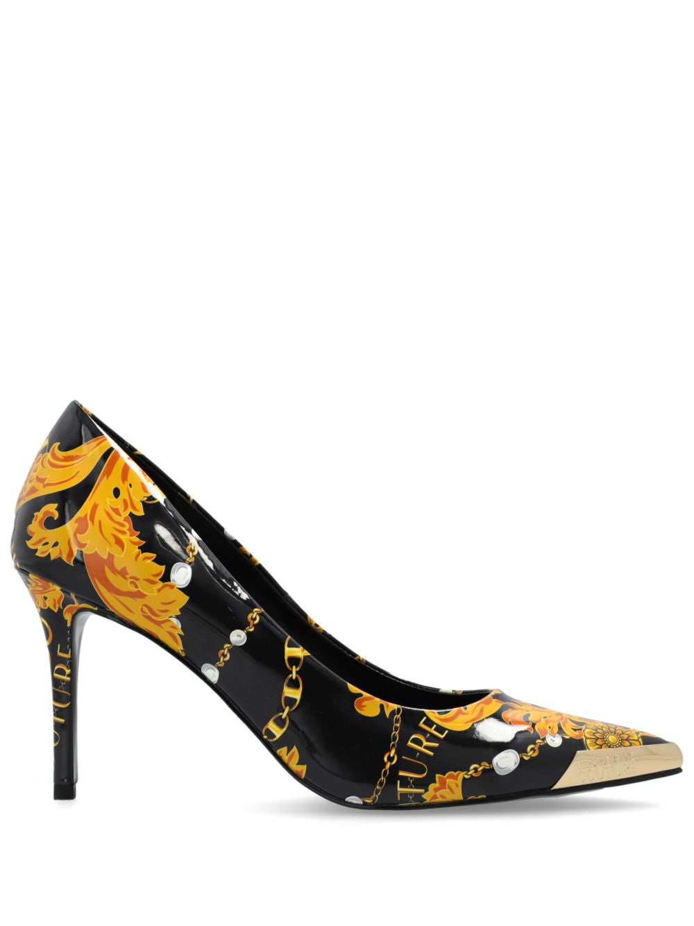 Versace Jeans Couture Scarlett 图案高跟鞋 - 黑色