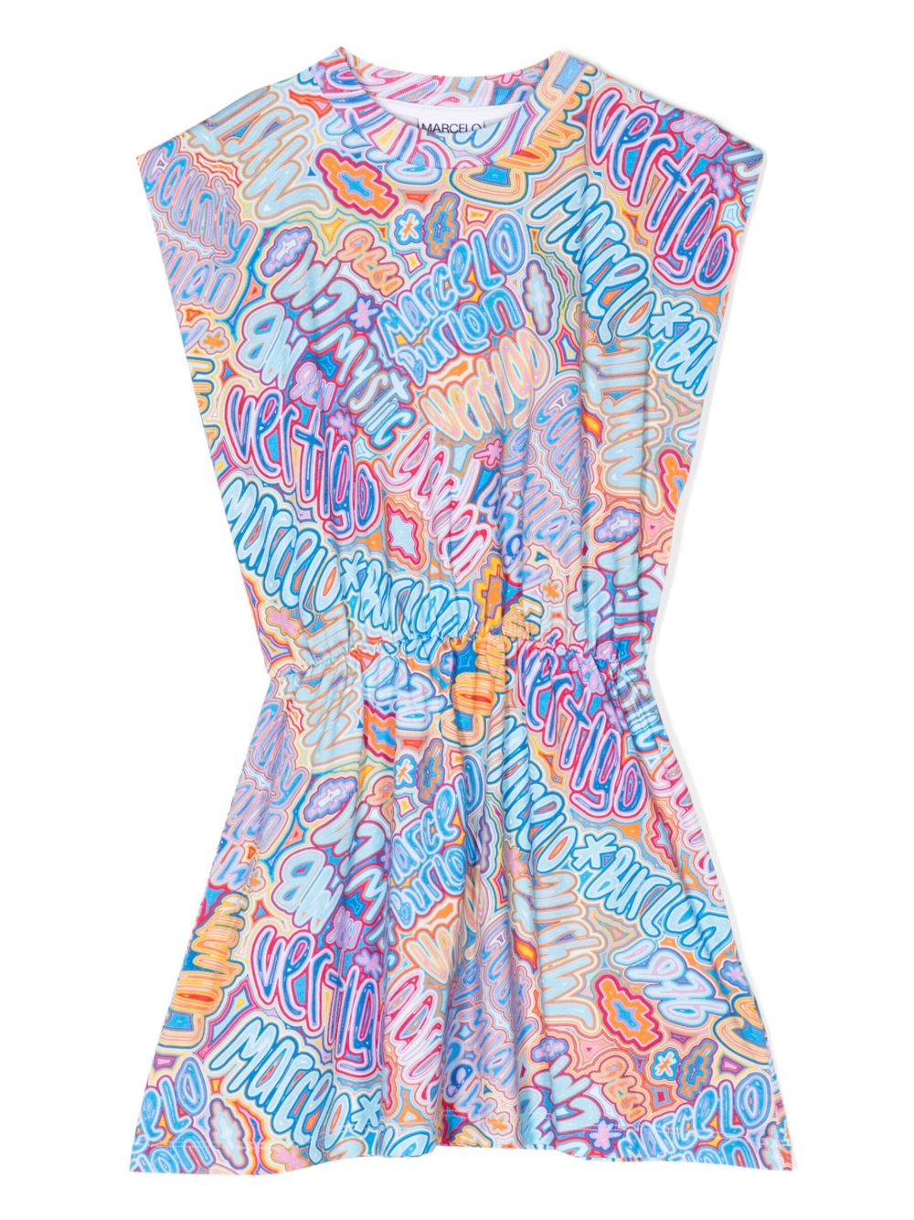 Marcelo Burlon County Of Milan Kids logo印花褶饰棉连衣裙 - 彩色