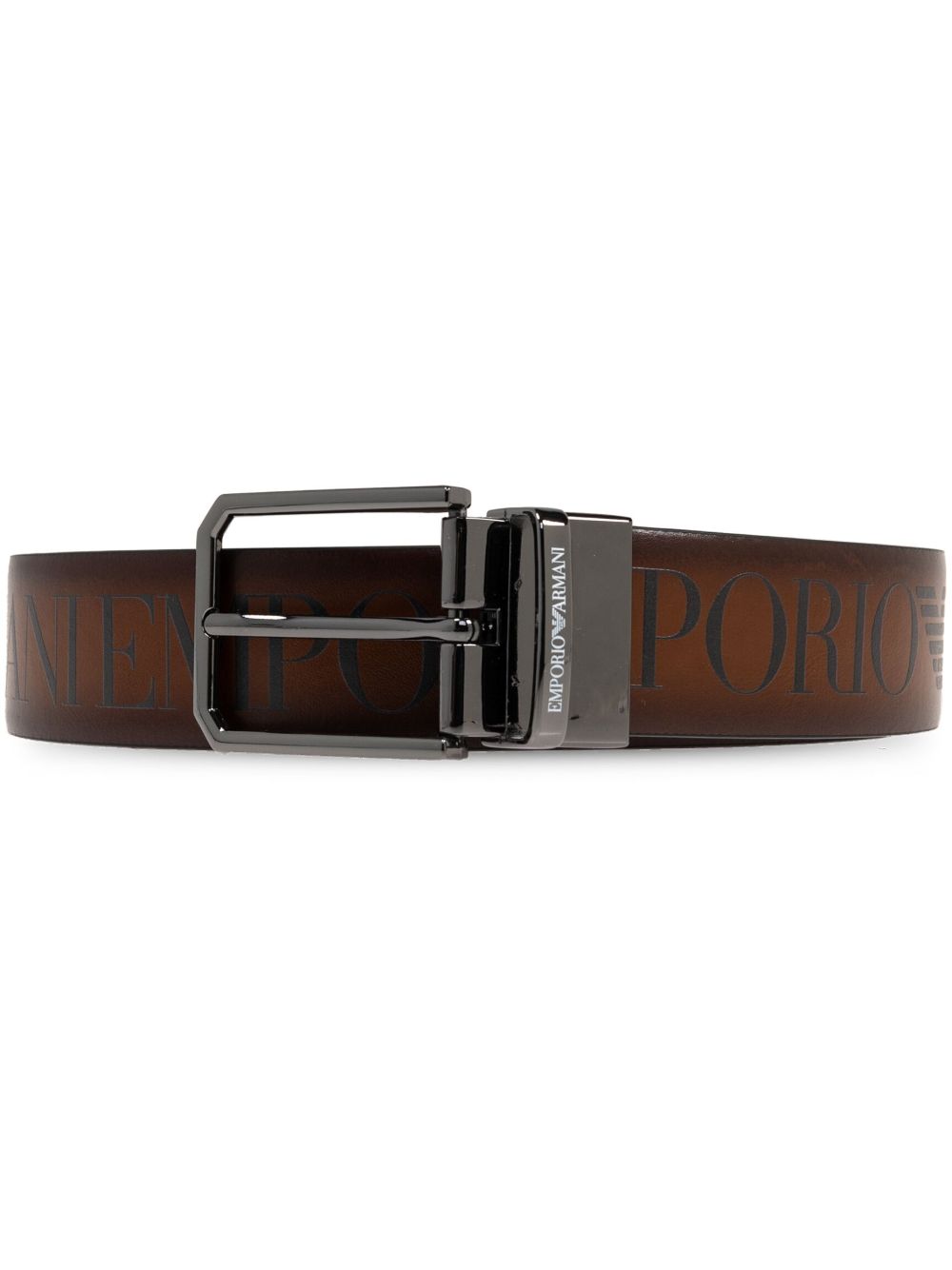 Emporio Armani 皮质腰带 - 褐色