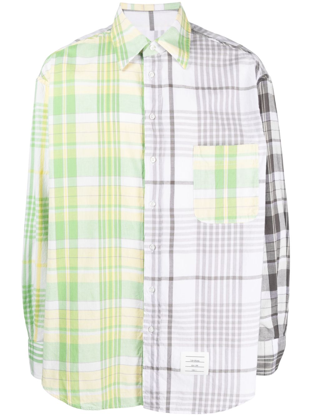 Thom Browne 拼色格纹衬衫 - 灰色