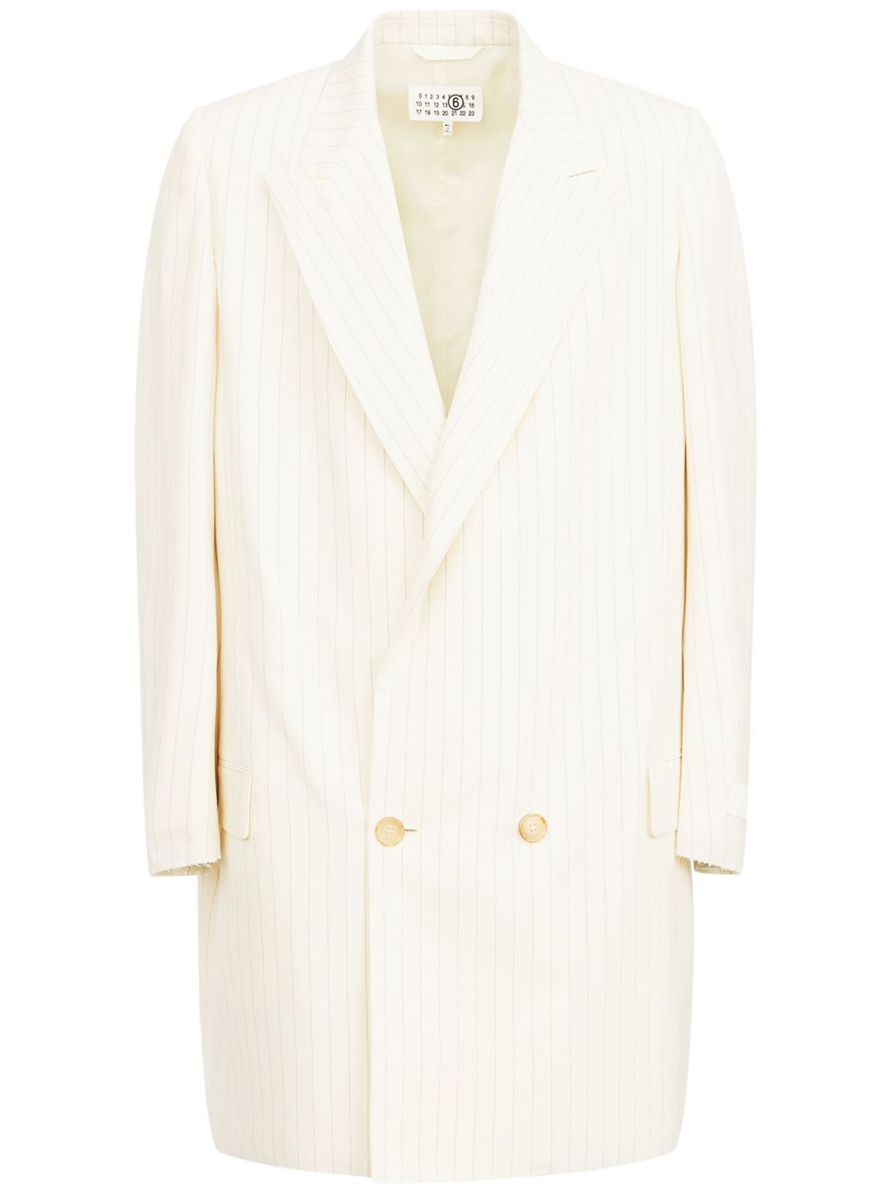 MM6 Maison Margiela 细条纹双排扣超大款西装夹克 - 中性色