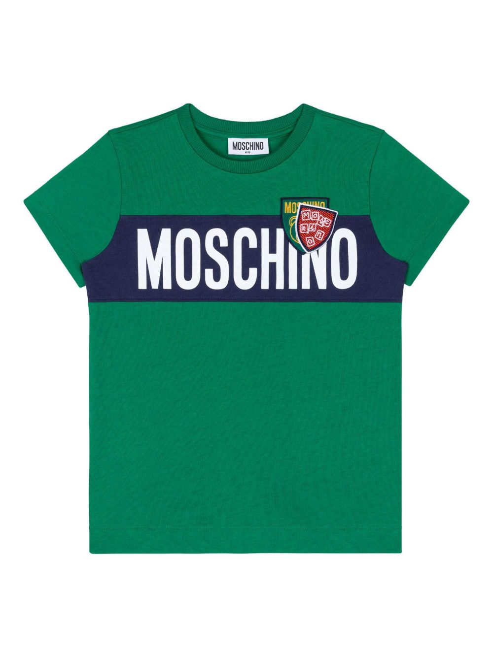 Moschino Kids logo印花T恤 - 绿色