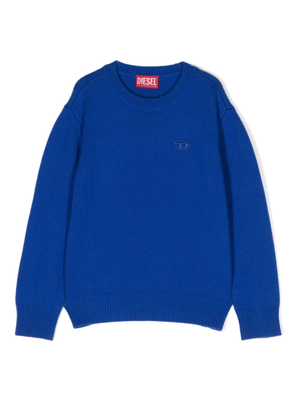 Diesel Kids logo刺绣毛衣 - 蓝色
