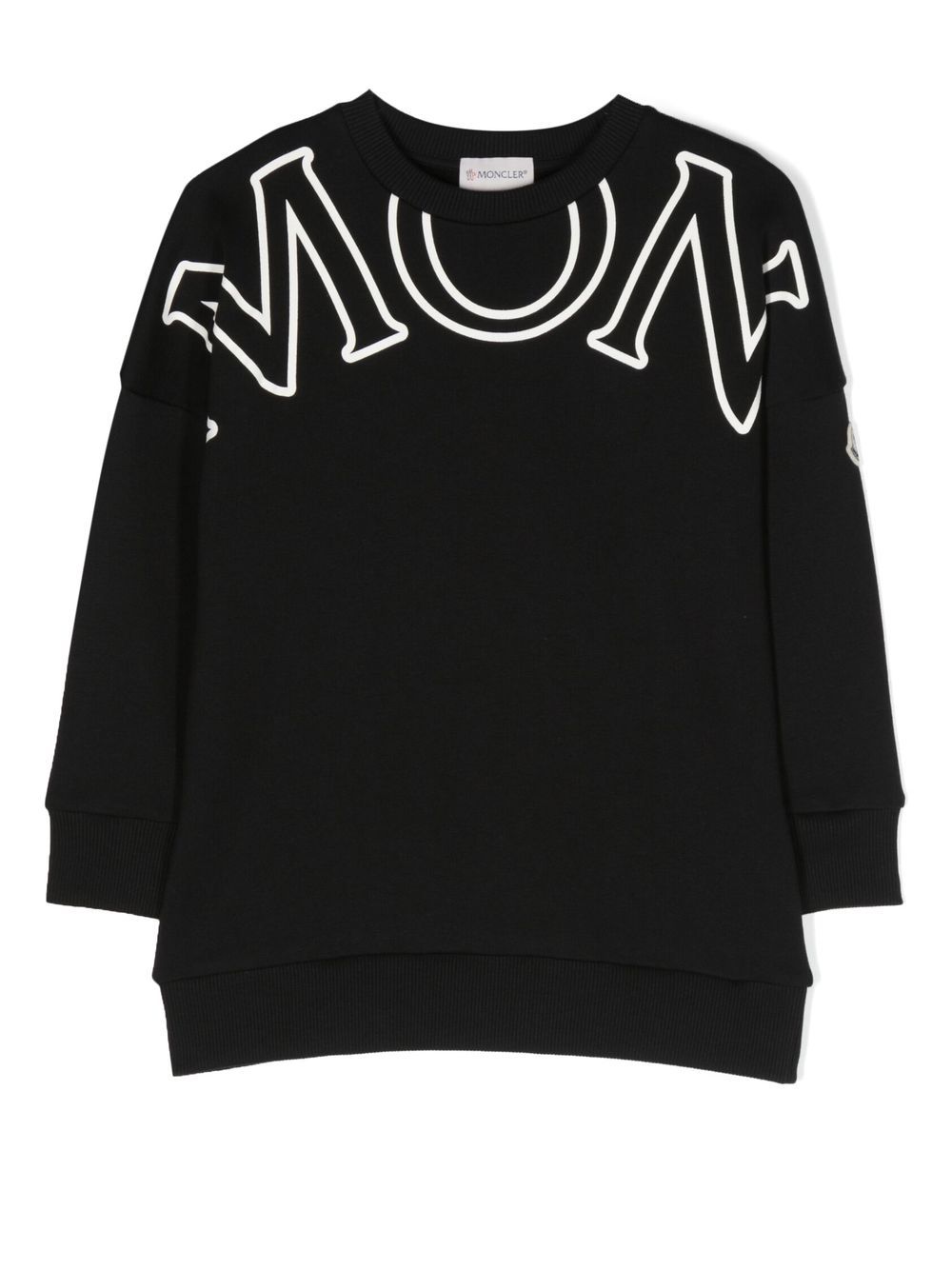 Moncler Enfant 盟可睐 Enfant logo印花卫衣式连衣裙 - 黑色