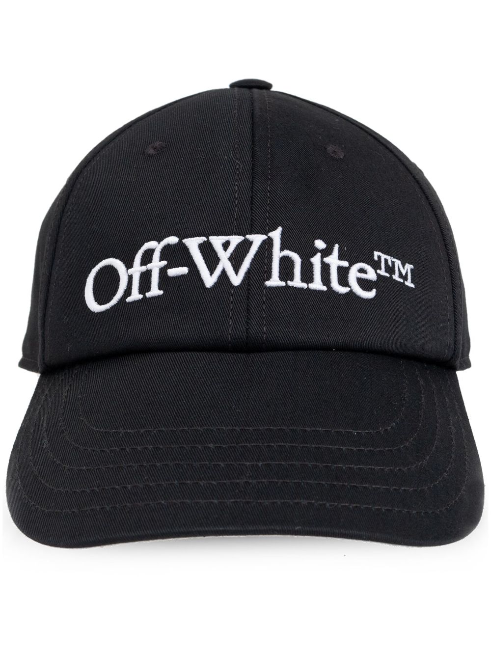 Off-White logo刺绣棉棒球帽 - 黑色