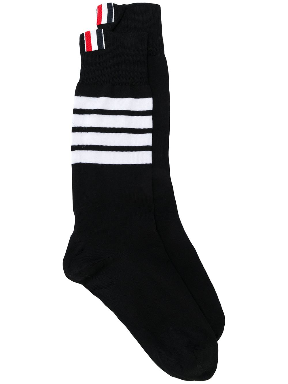 Thom Browne 四条纹针织袜 - 黑色