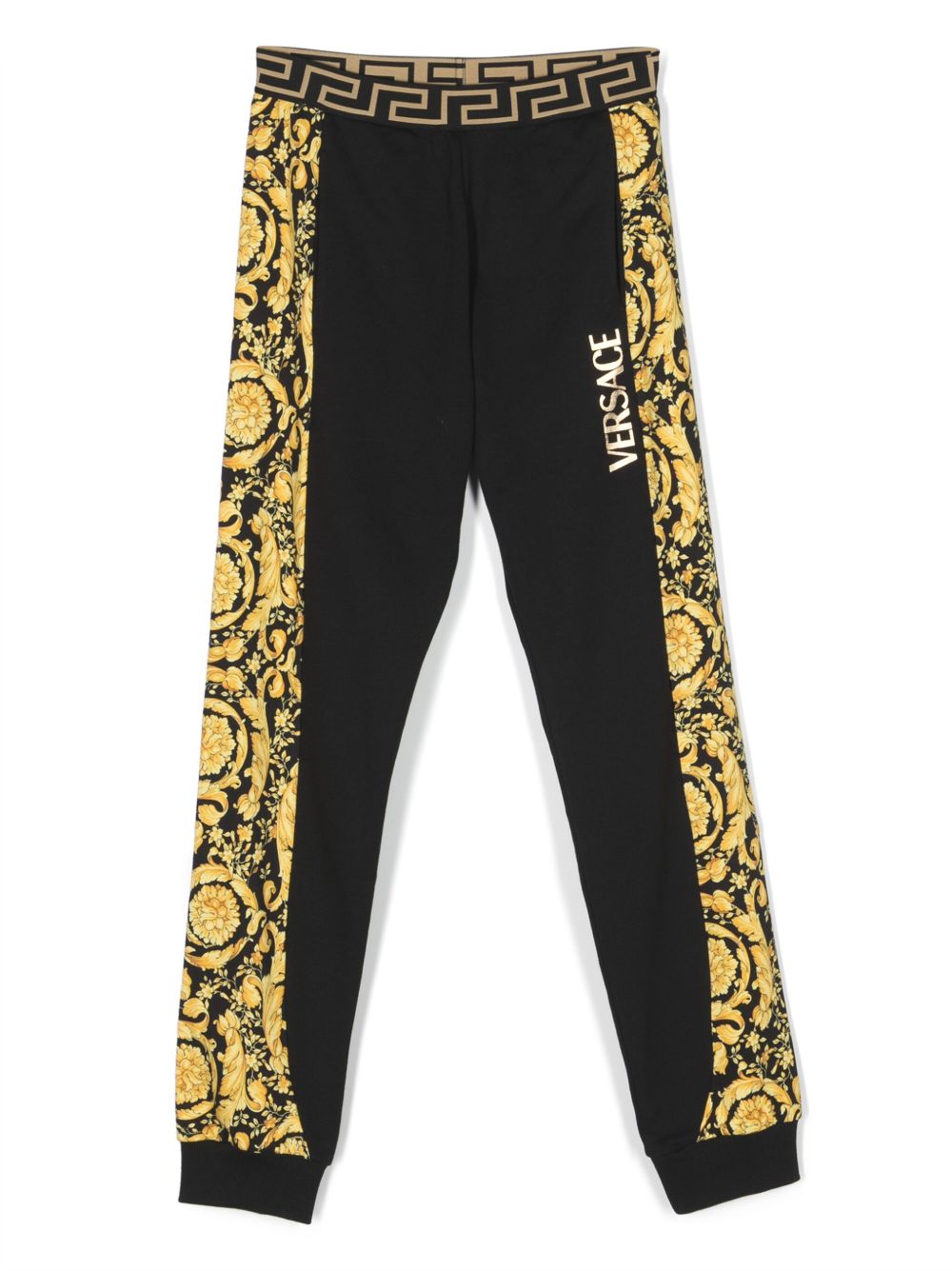 Versace Kids Barocco Kids 印花棉运动裤 - 黑色