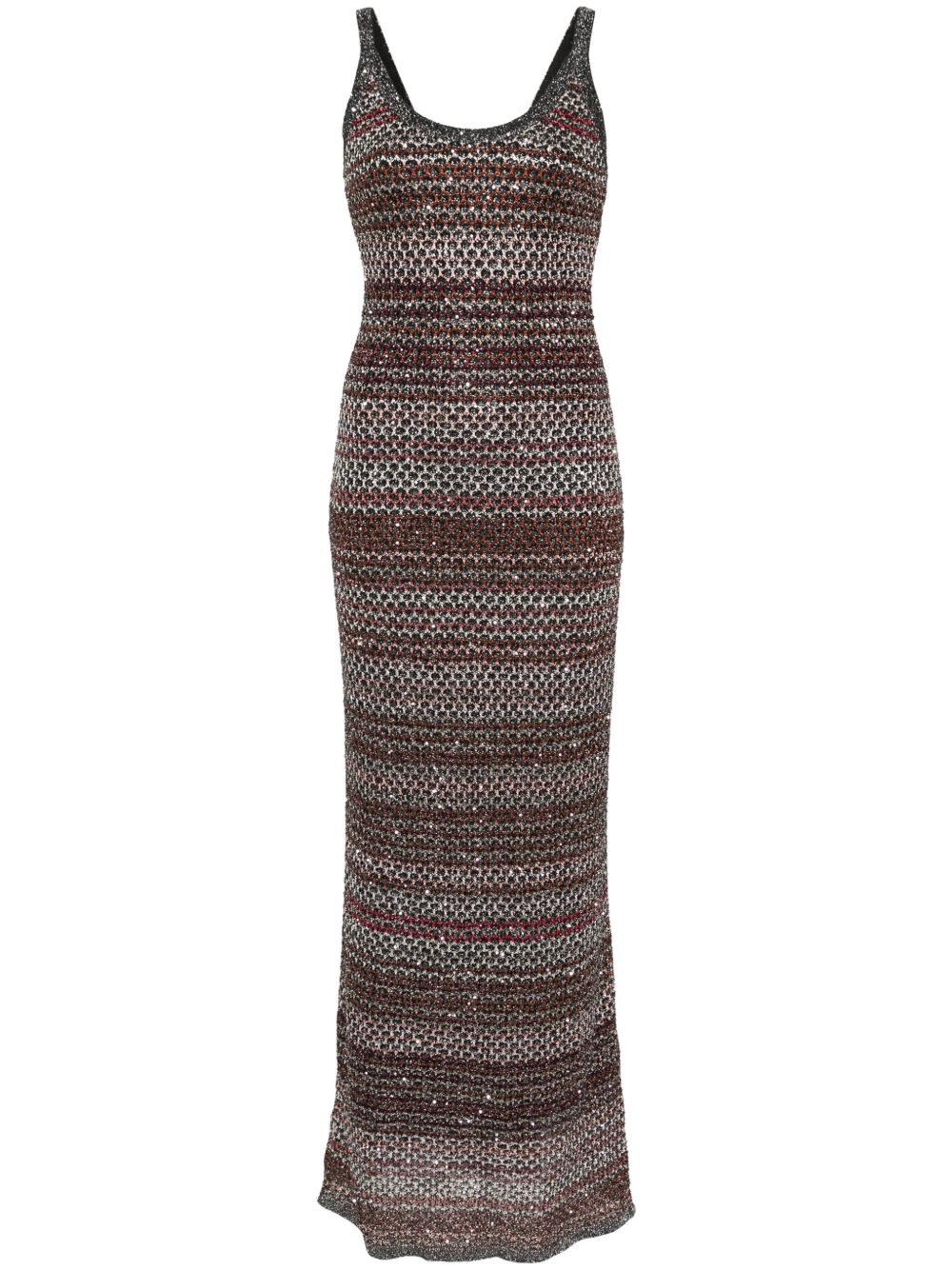 Missoni Z字形图案针织长款连衣裙 - 黑色