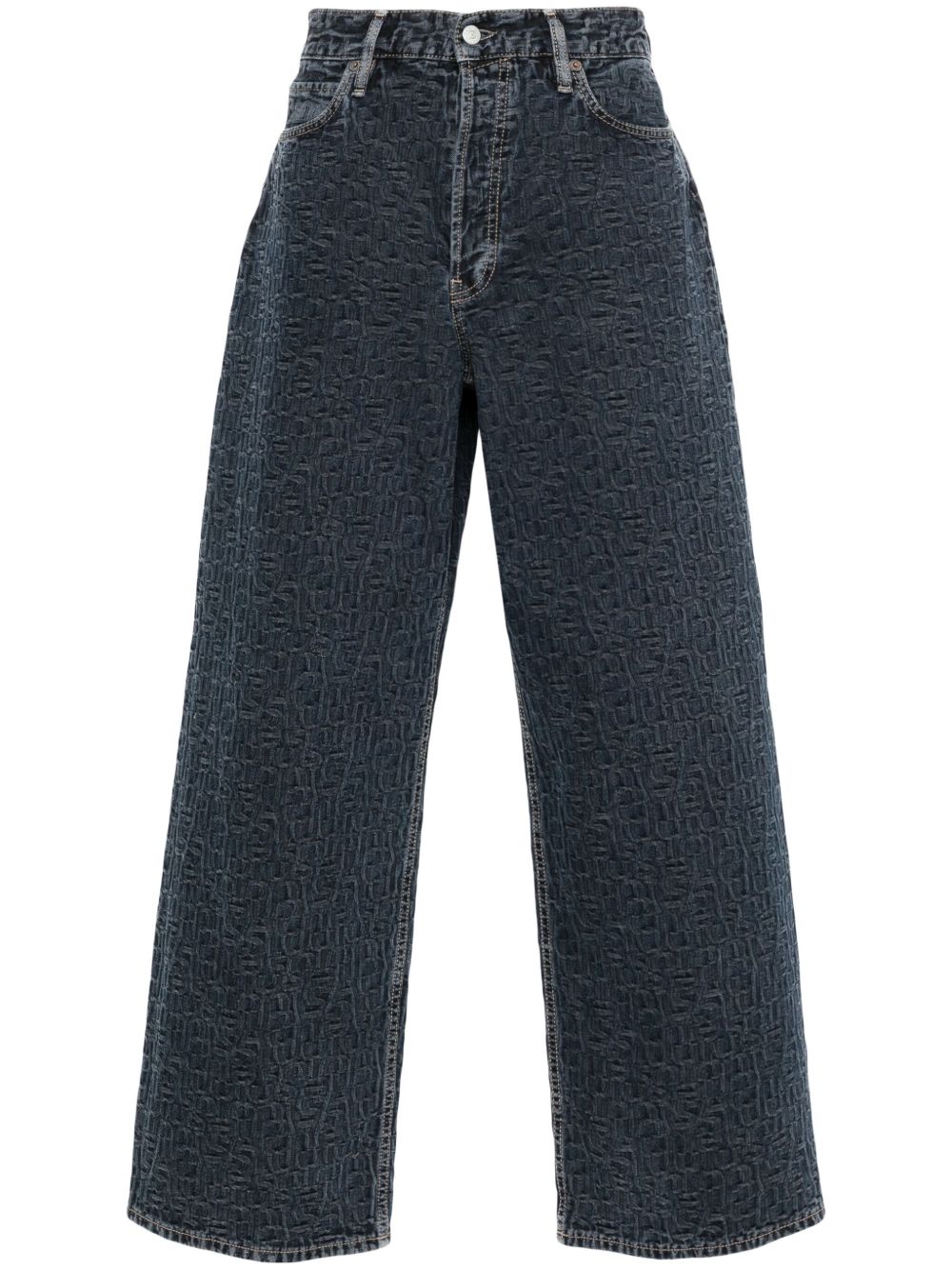 Acne Studios logo压纹宽松牛仔裤 - 蓝色