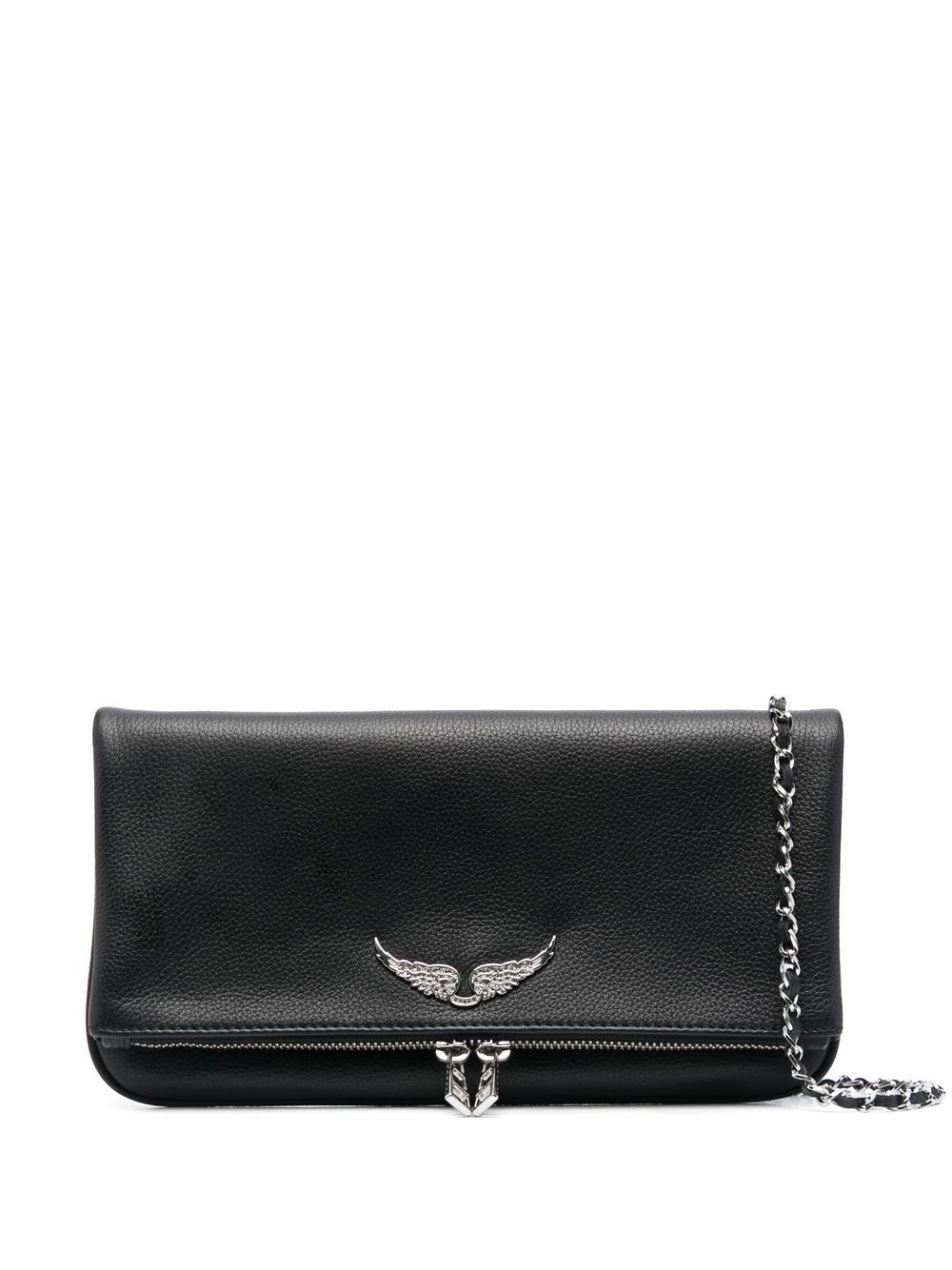 Zadig&Voltaire logo标牌皮质单肩包 - 黑色