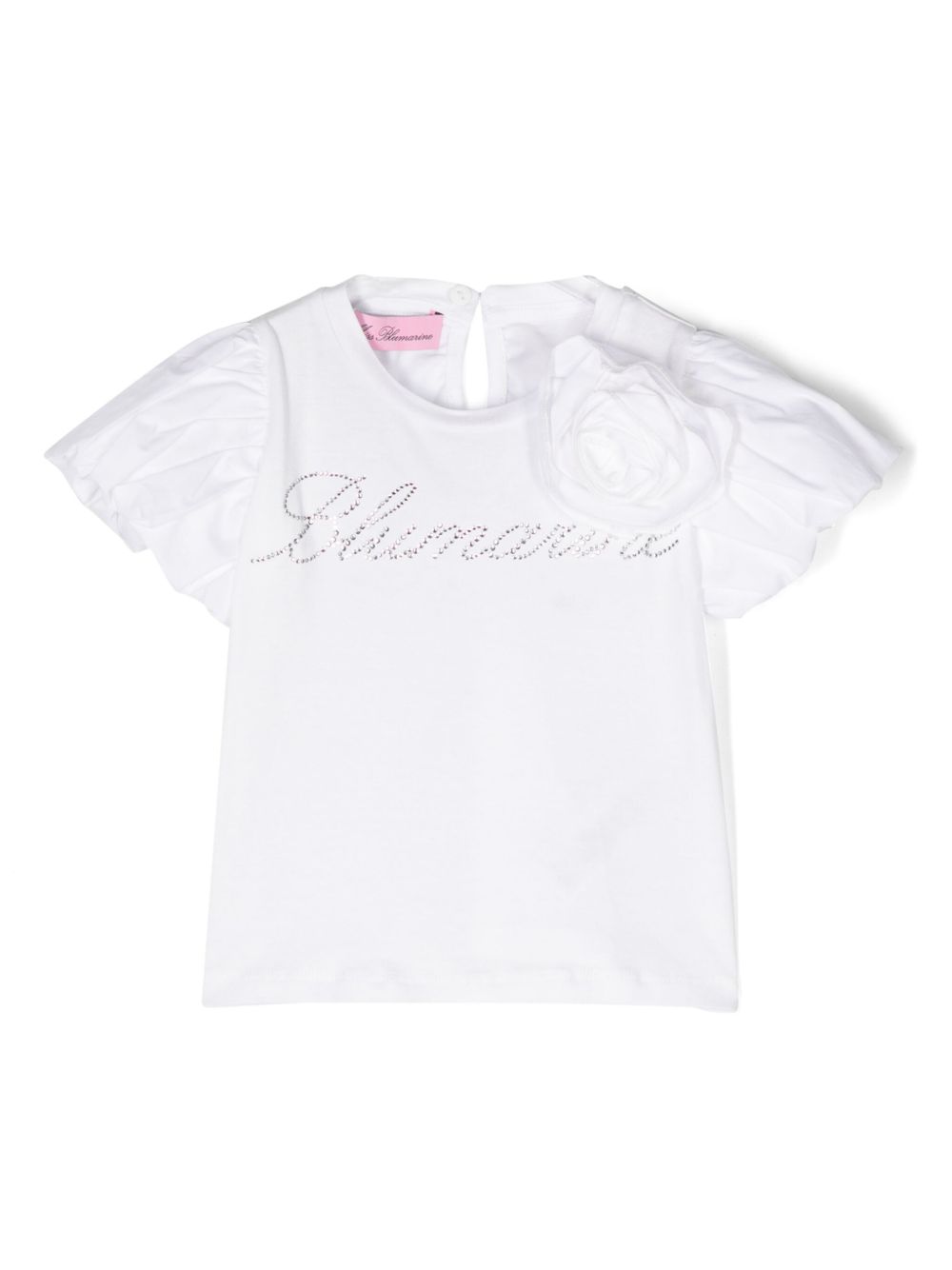 Miss Blumarine logo缀饰棉T恤 - 白色