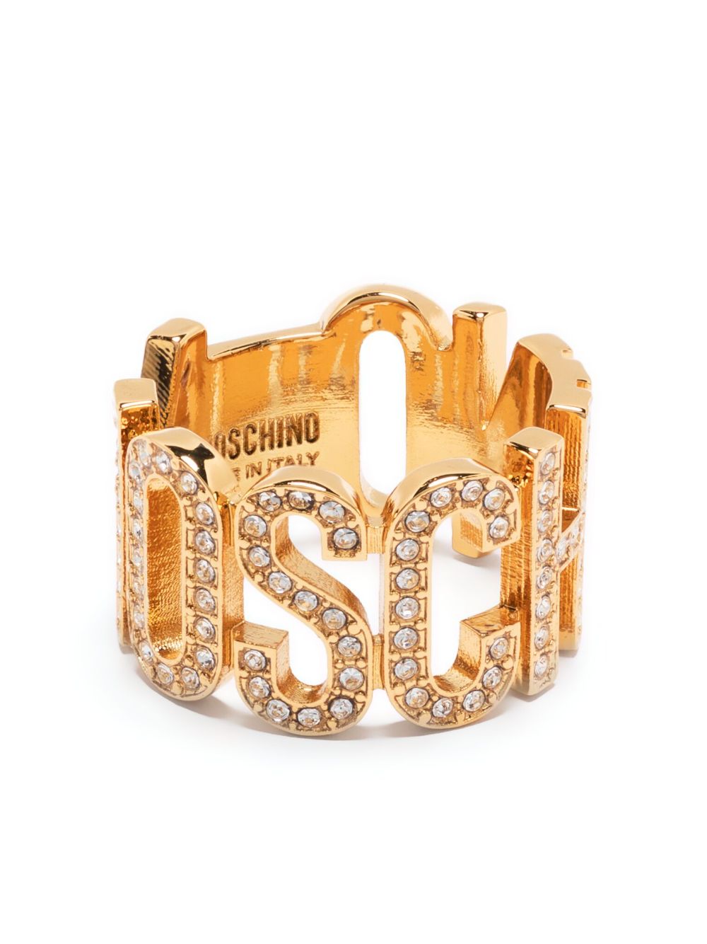 Moschino 水钻镶嵌戒指 - 金色