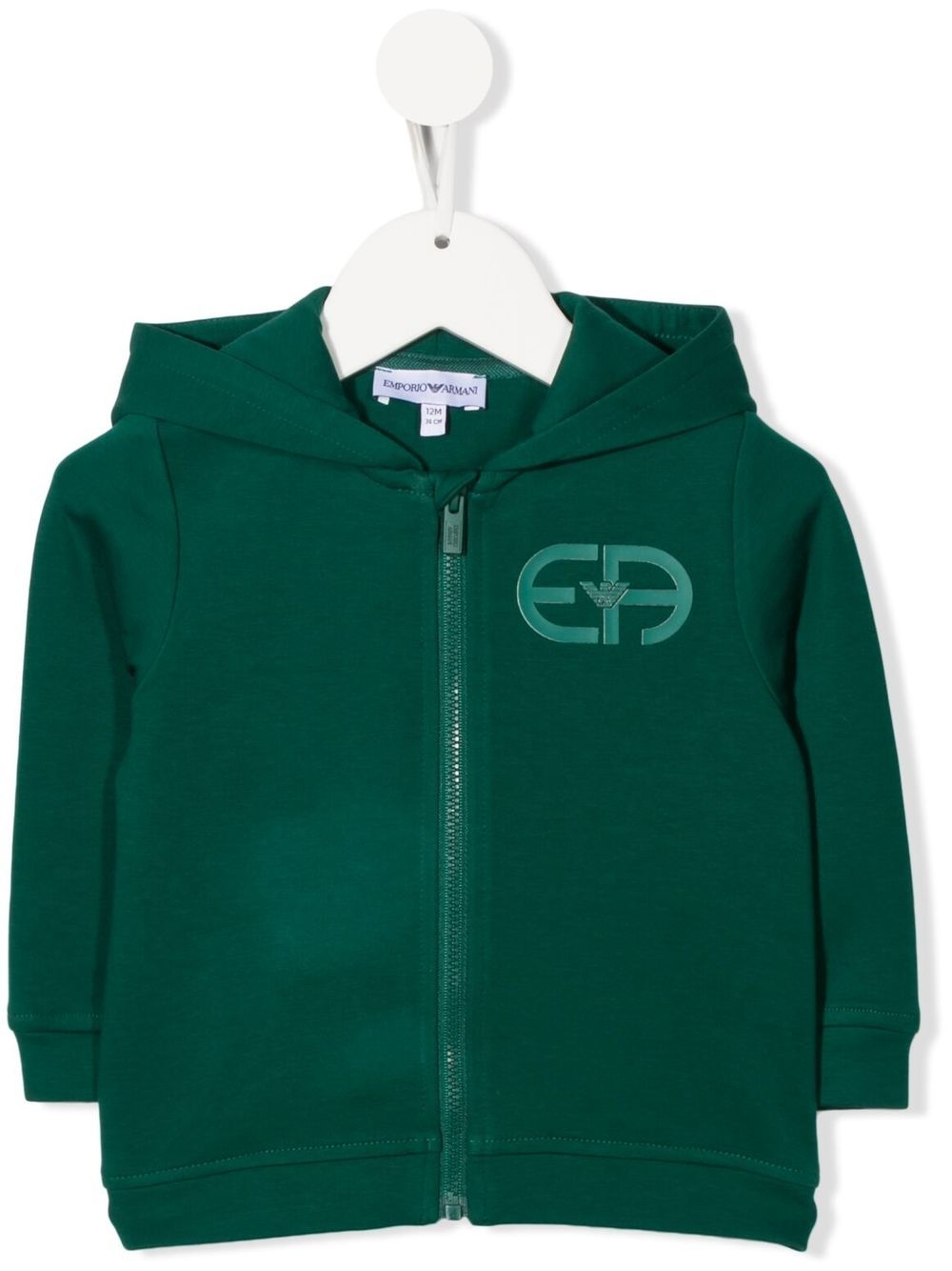 Emporio Armani Kids logo印花连帽拉链夹克 - 绿色