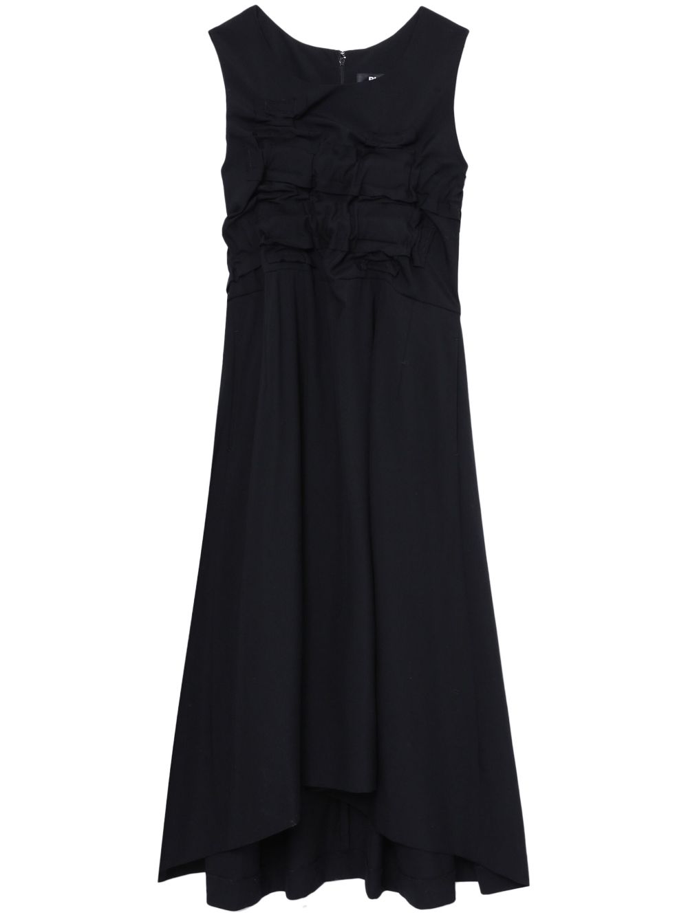 Black Comme Des Garçons 褶饰细节无袖中长连衣裙 - 黑色