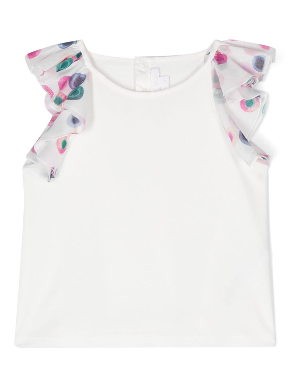 Chloé Kids logo刺绣T恤 - 白色