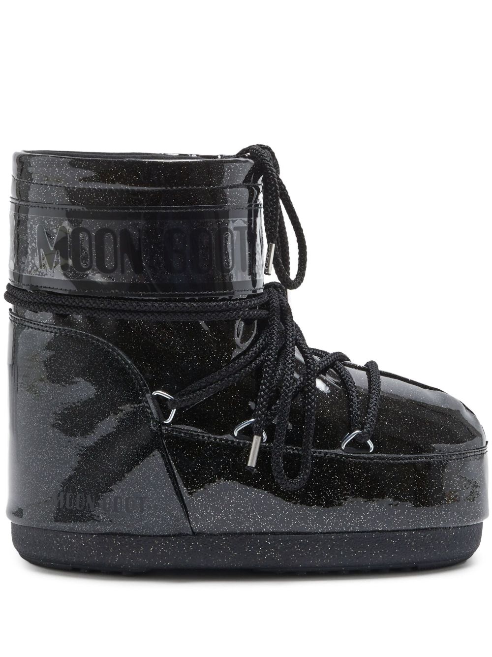 Moon Boot Icon Low 亮片金葱短靴 - 黑色