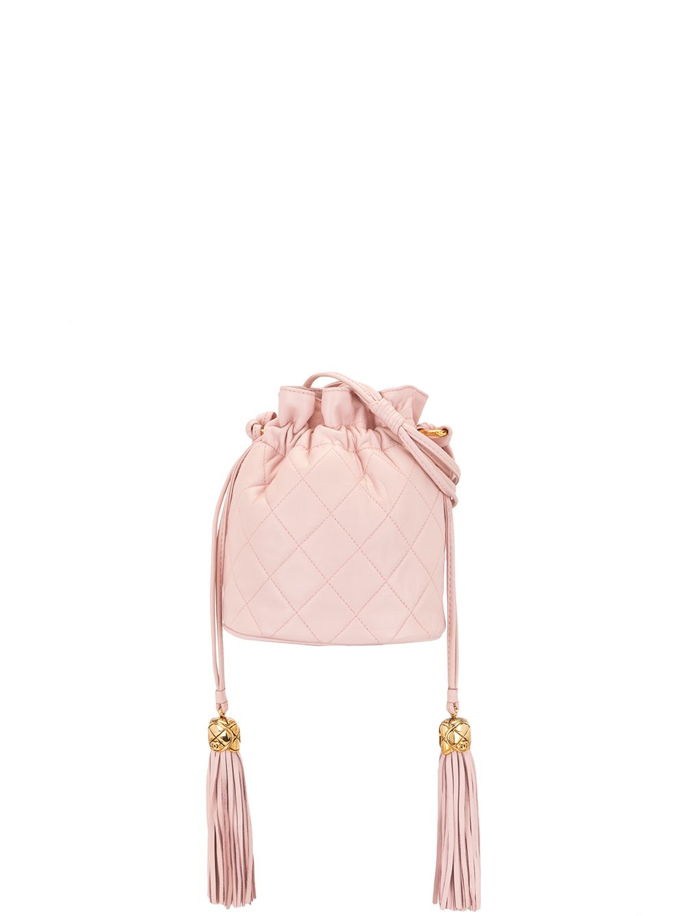 CHANEL Pre-Owned 流苏细节抽绳系带斜挎包 - 粉色