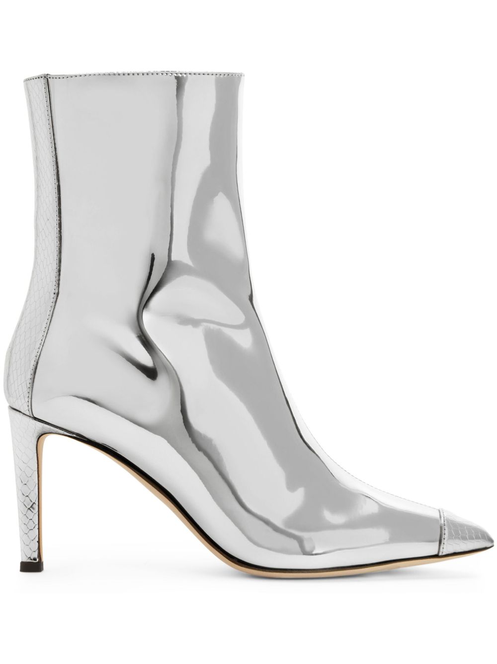 Giuseppe Zanotti Mirea 高跟皮质短靴 - 银色