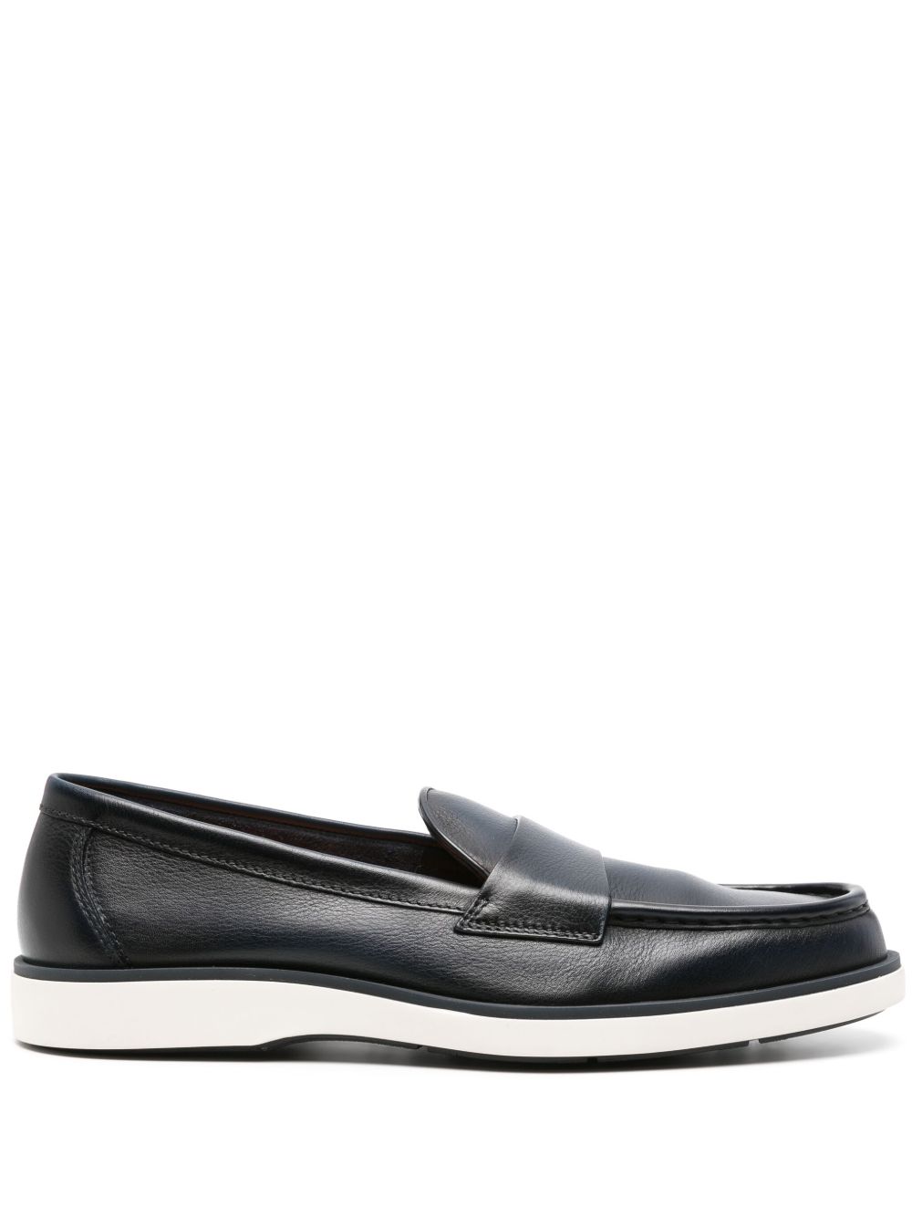 Santoni 便士槽皮质乐福鞋 - 蓝色