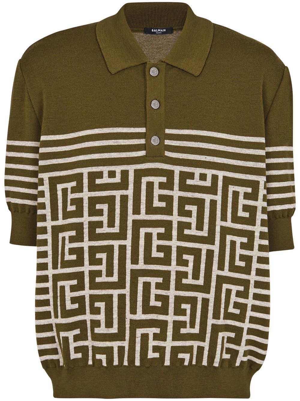 Balmain PB 经典logo针织polo衫 - 绿色