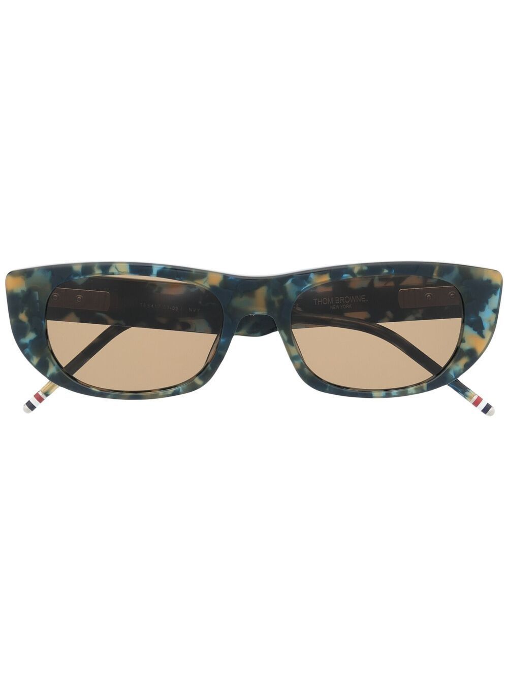 Thom Browne Eyewear tortoiseshell-effect rectangular-frame sunglasses - 蓝色