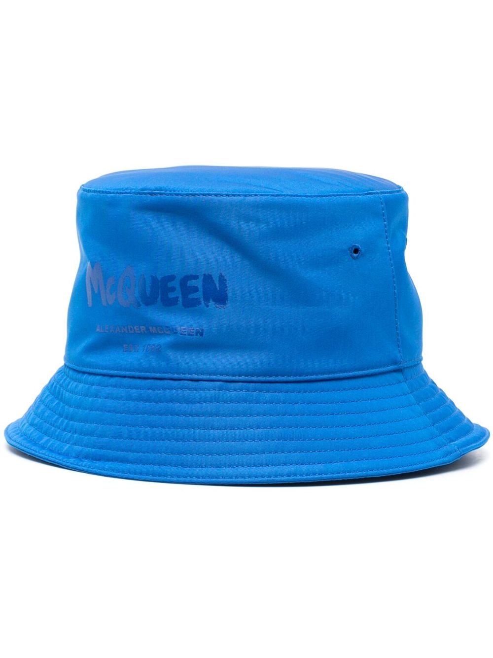 Alexander McQueen logo印花渔夫帽 - 蓝色