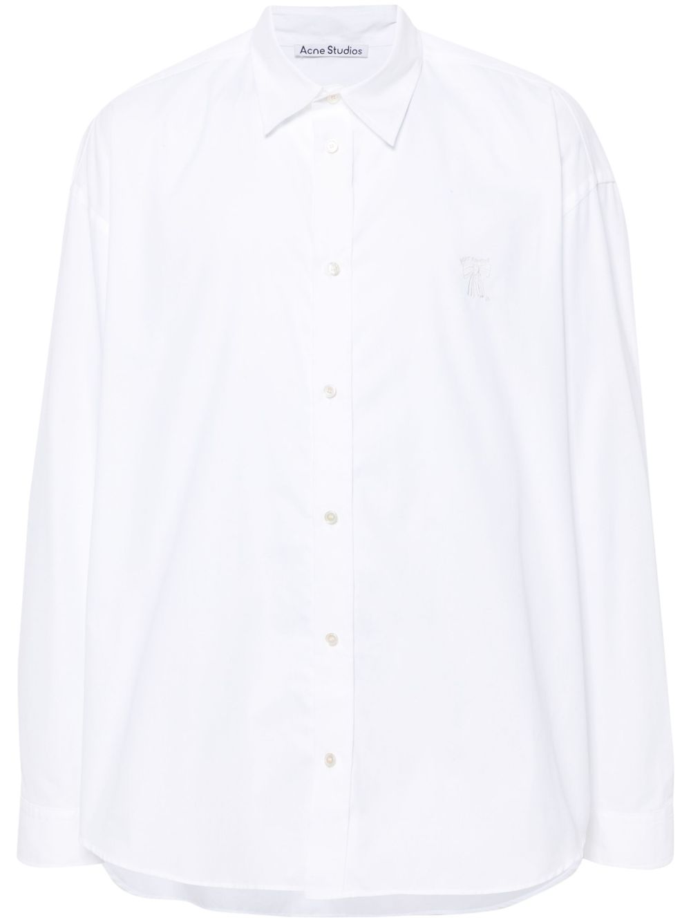 Acne Studios logo刺绣棉衬衫 - 白色