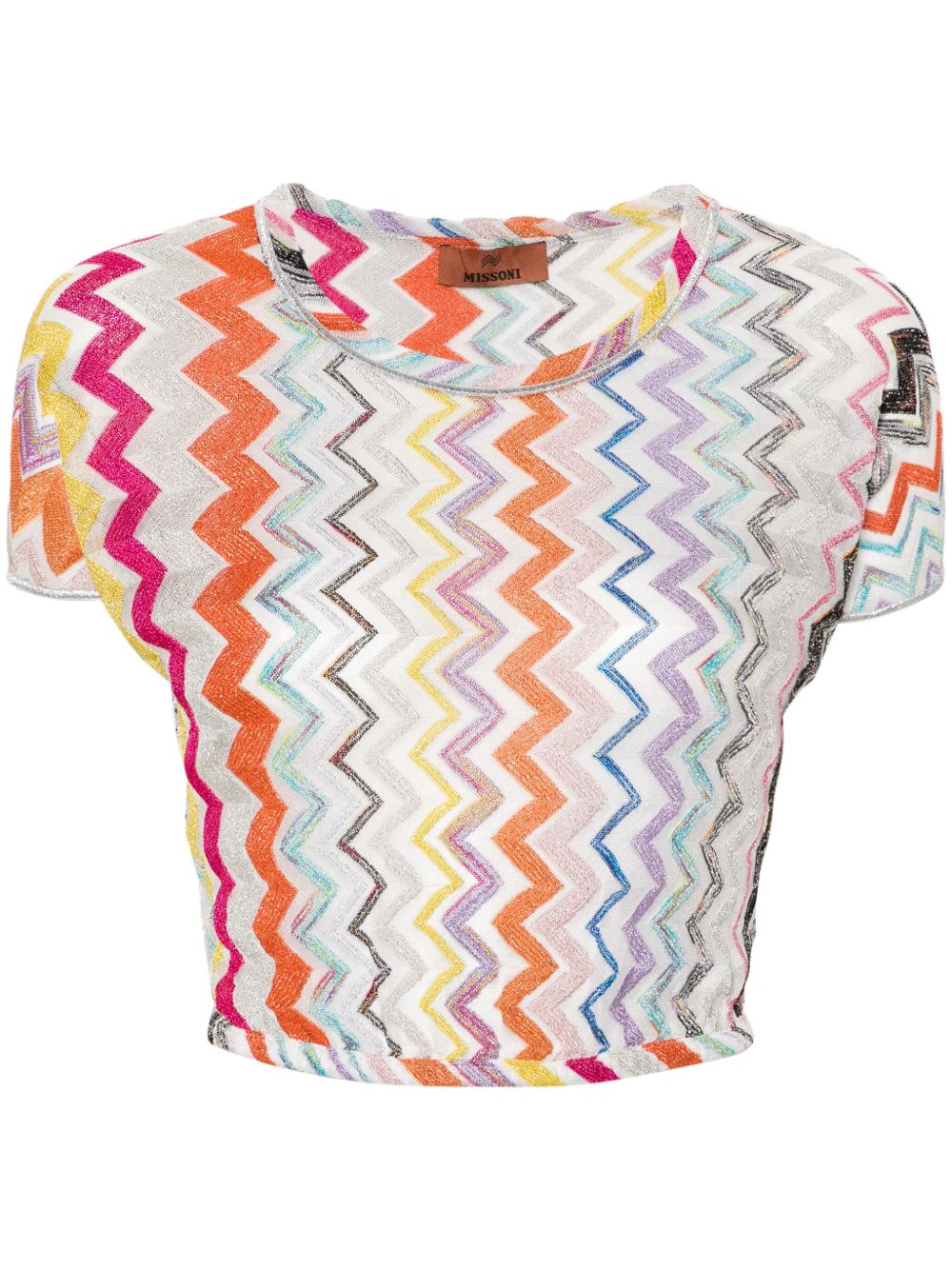 Missoni 人字纹图案针织短款上衣 - 白色