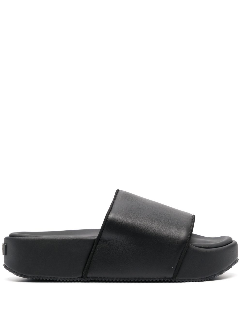 Y-3 纯色皮质拖鞋 - 黑色