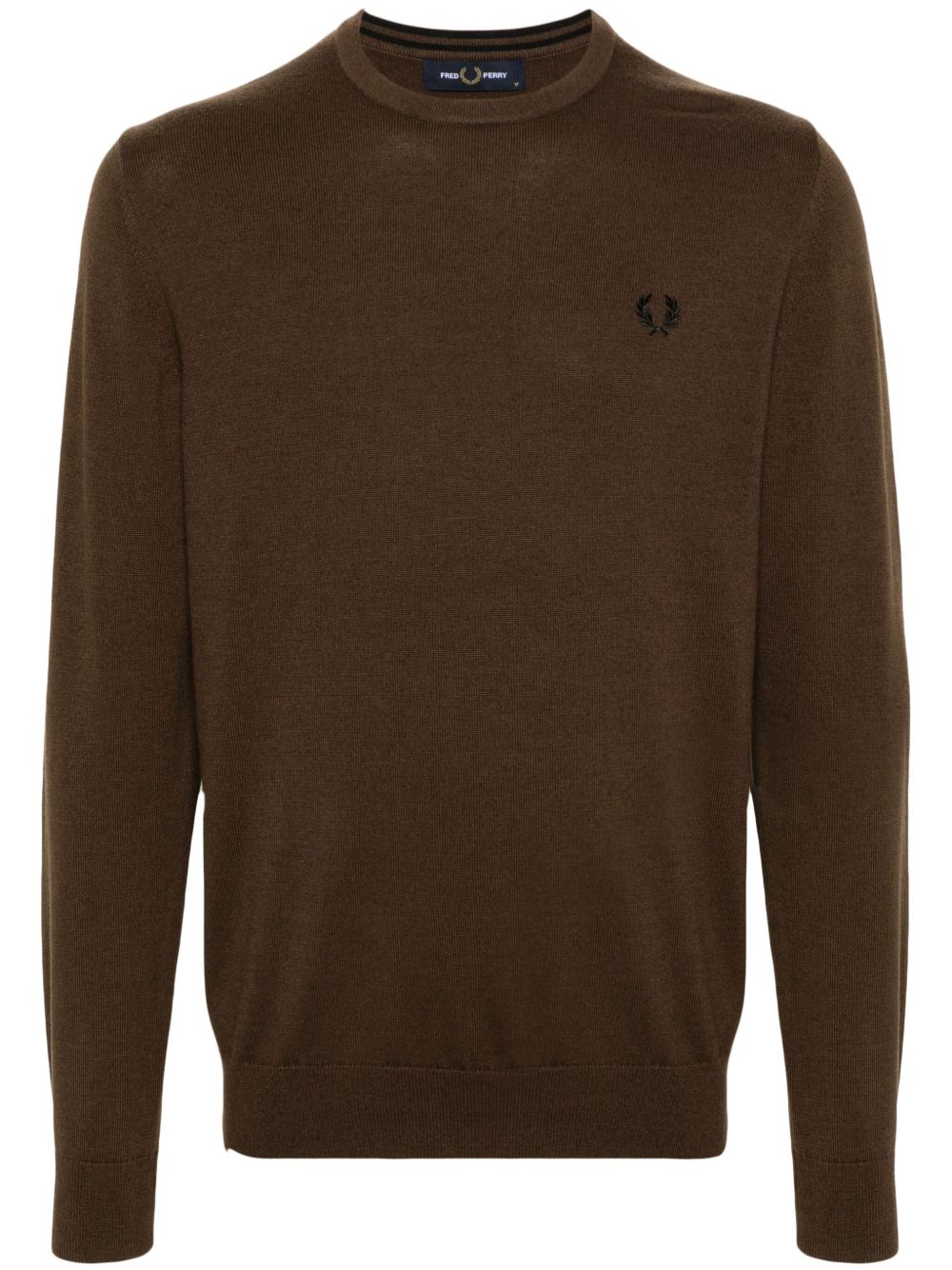 Fred Perry logo刺绣针织毛衣 - 褐色