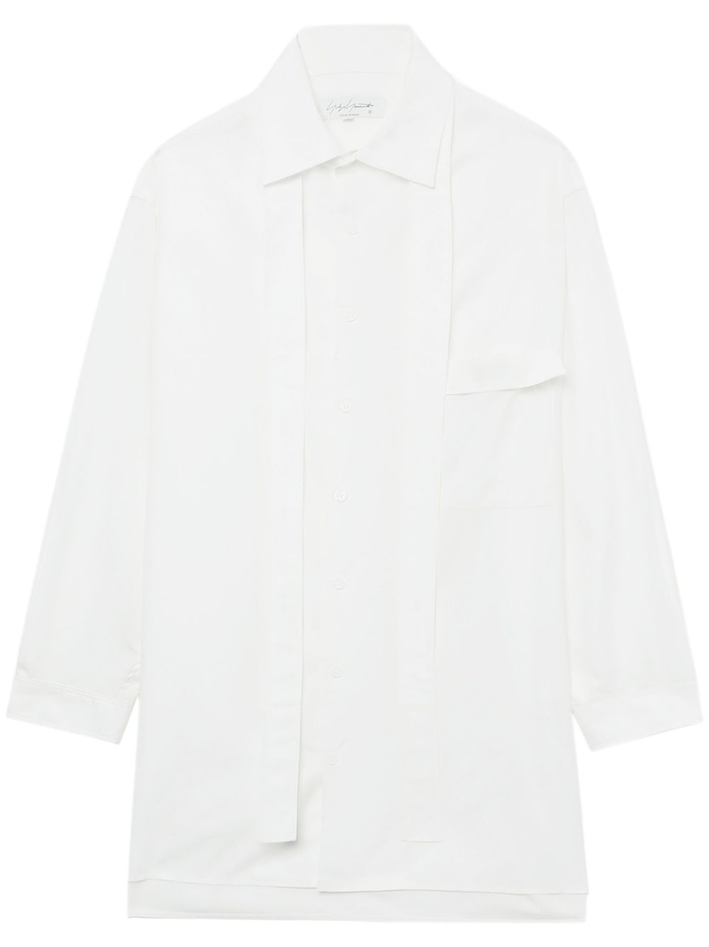 Yohji Yamamoto 围巾细节棉衬衫 - 白色