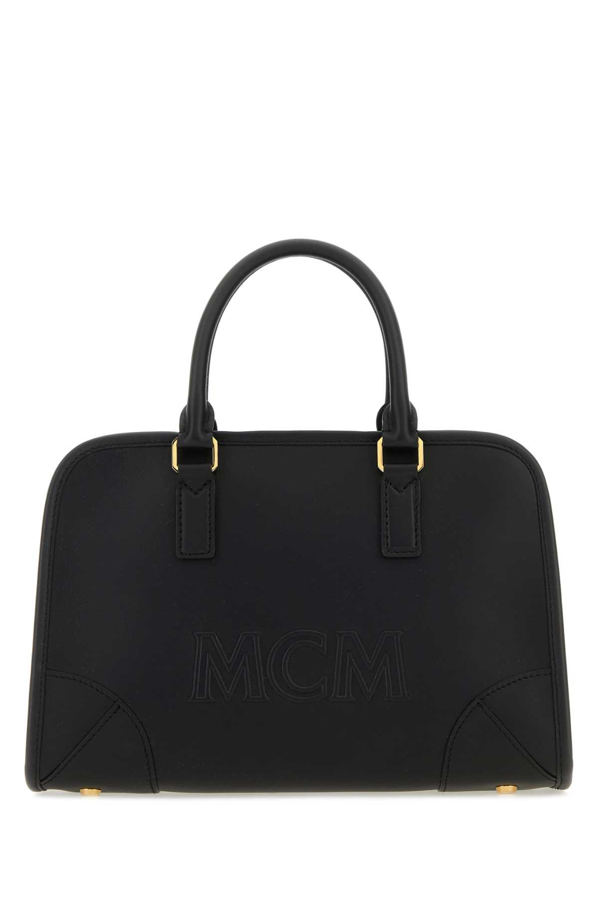 MCM 黑色皮革 Aren 波士顿中号手提包