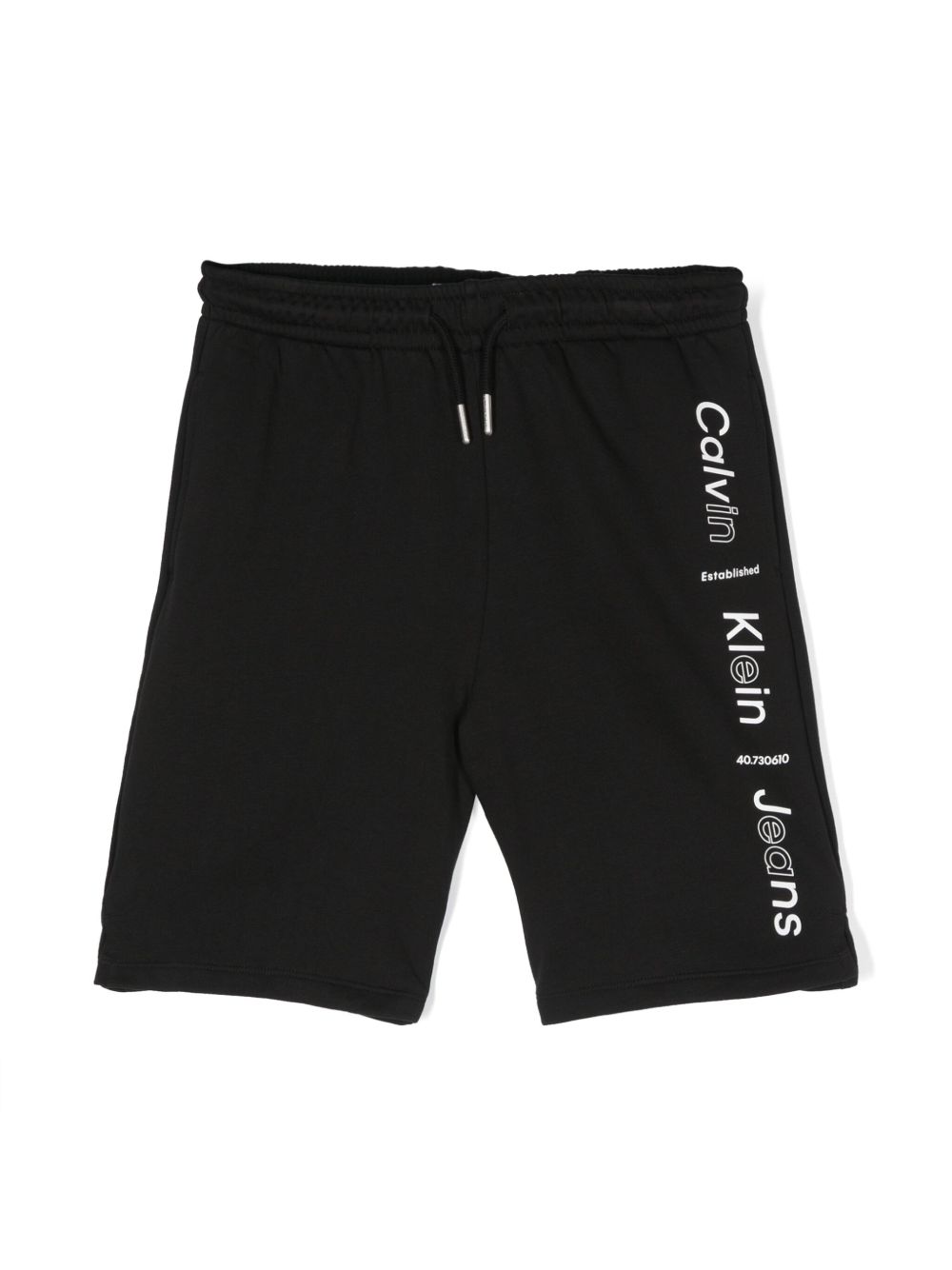 Calvin Klein Kids logo印花运动短裤 - 黑色