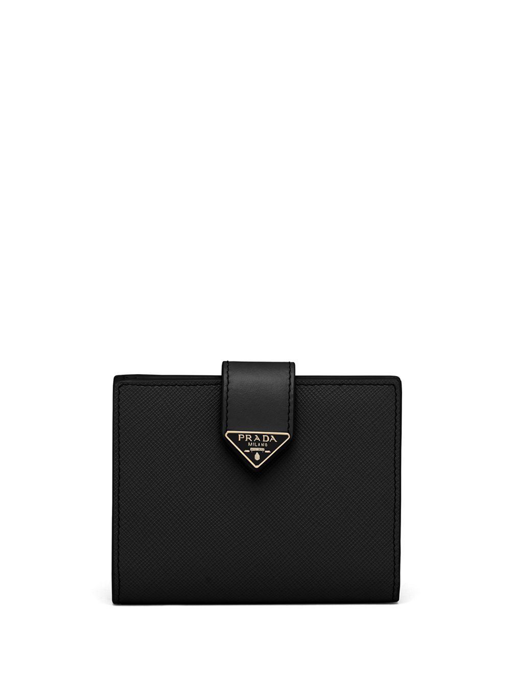 Prada 普拉达 Saffiano 皮质logo标牌小号钱包 - 黑色