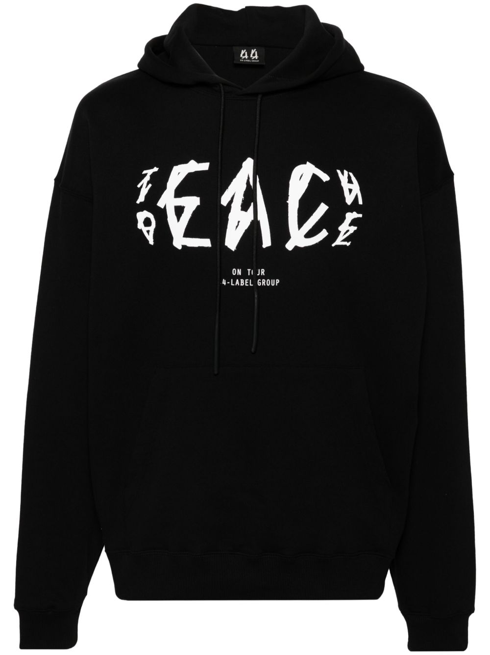 44 LABEL GROUP Peace logo棉连帽衫 - 黑色