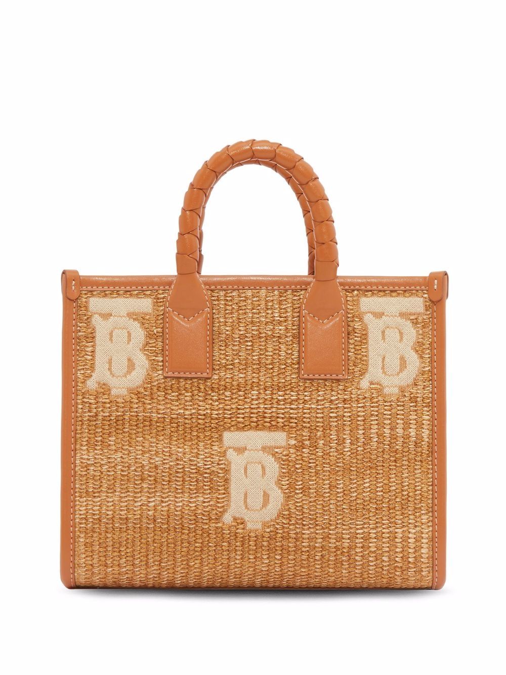 Burberry 博柏利 Freya 迷你拉菲草编托特包 - 中性色