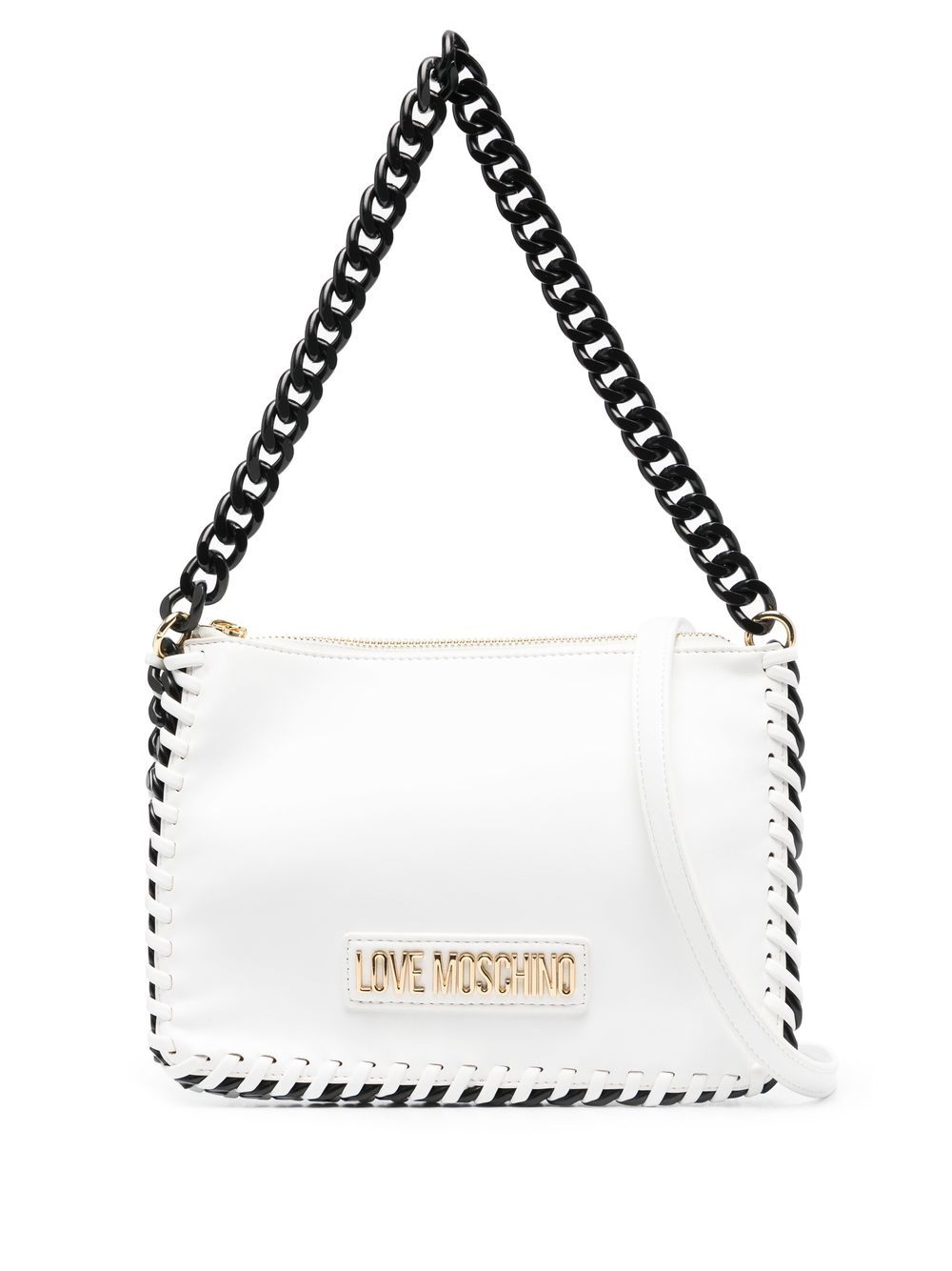 Love Moschino 搭链边饰单肩包 - 白色