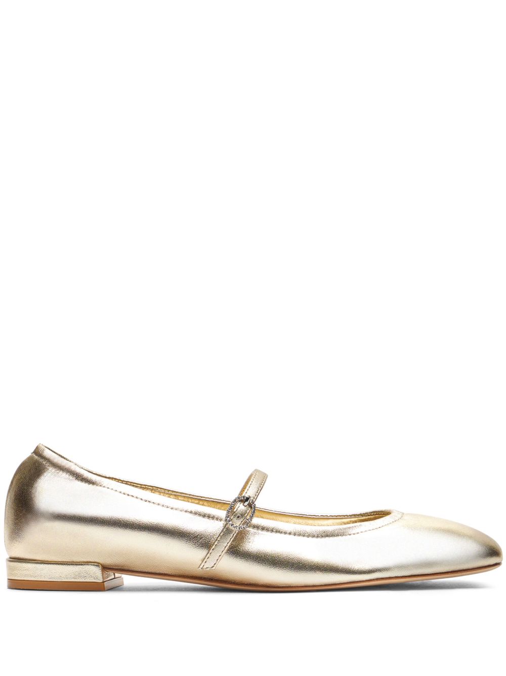 Stuart Weitzman Claris 晶饰皮质芭蕾平底鞋 - 金色