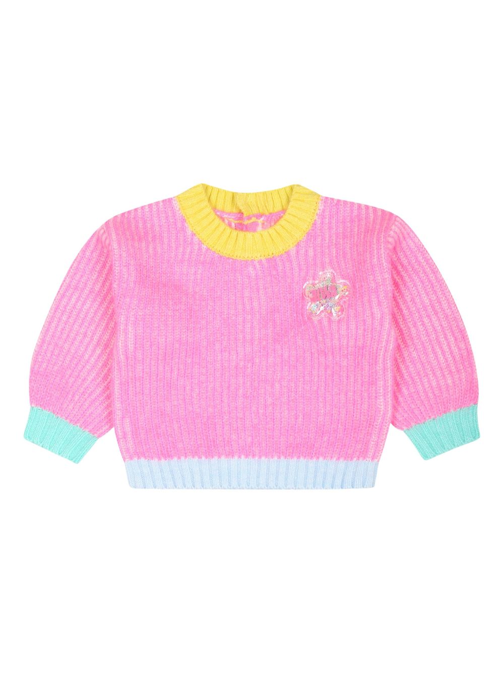 Billieblush 拼色针织毛衣 - 粉色
