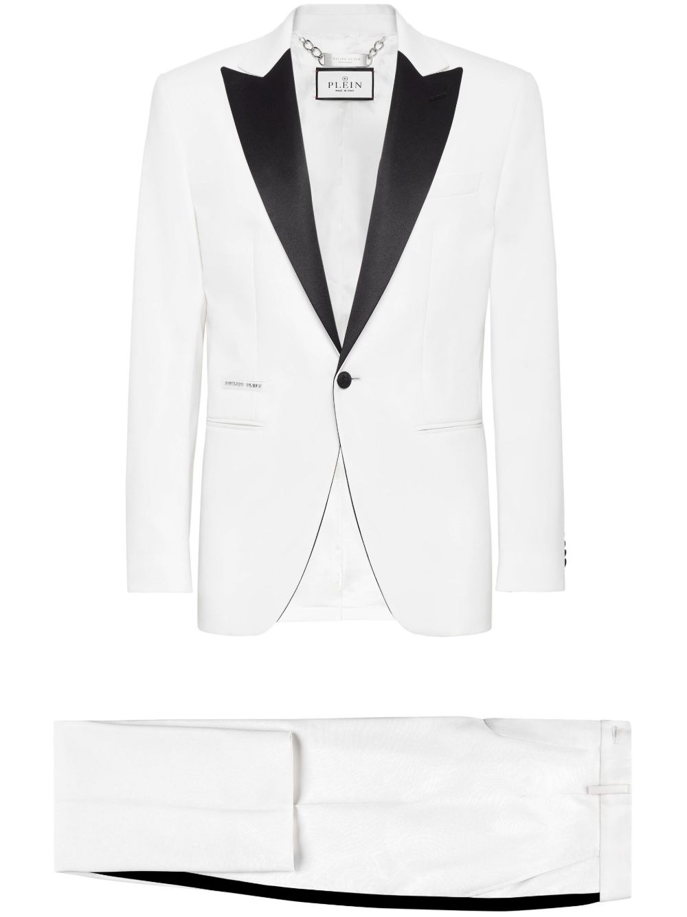 Philipp Plein 尖翻领单排扣西装夹克 - 白色