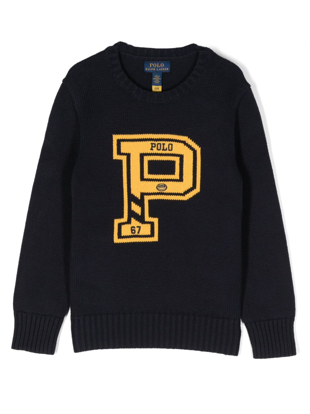 POLO RALPH LAUREN KIDS 嵌花针织棉毛衣 - 蓝色