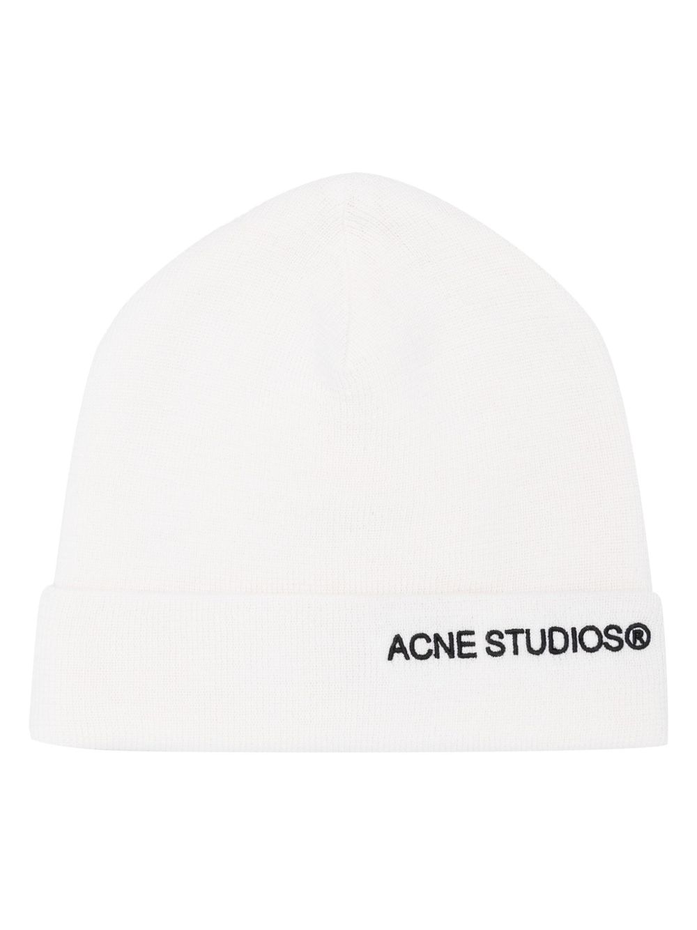 Acne Studios logo刺绣罗纹针织套头帽 - 白色