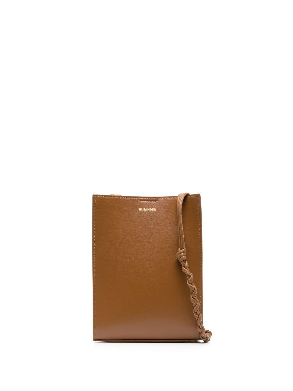 Jil Sander logo皮质单肩包 - 褐色