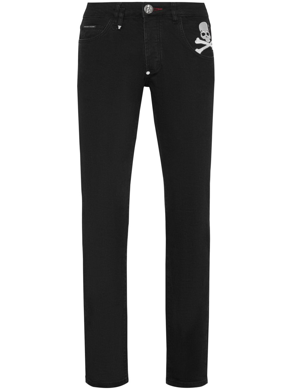 Philipp Plein Skull 印花直筒牛仔裤 - 黑色