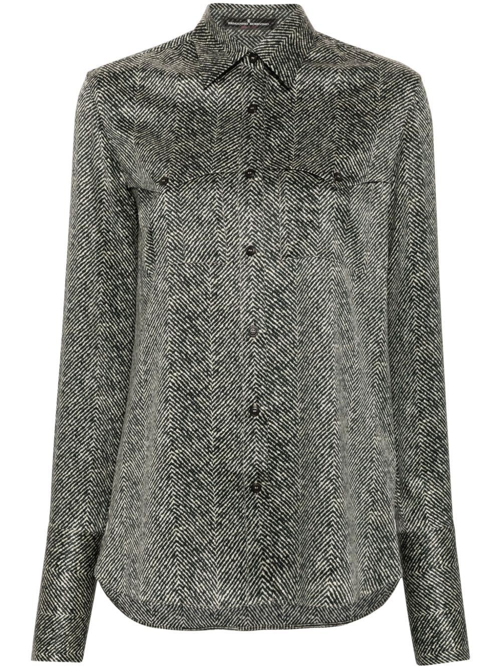Ermanno Scervino 抽象印花真丝衬衫 - 黑色