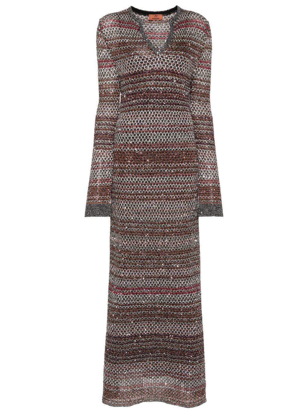Missoni V领Z字形花纹连衣裙 - 黑色