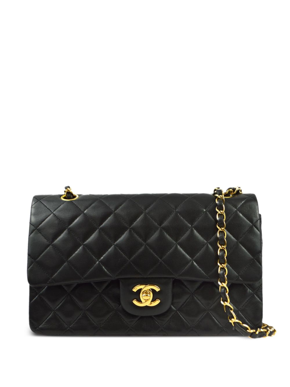 CHANEL Pre-Owned Double Flap 中号单肩包（1998年典藏款） - 黑色
