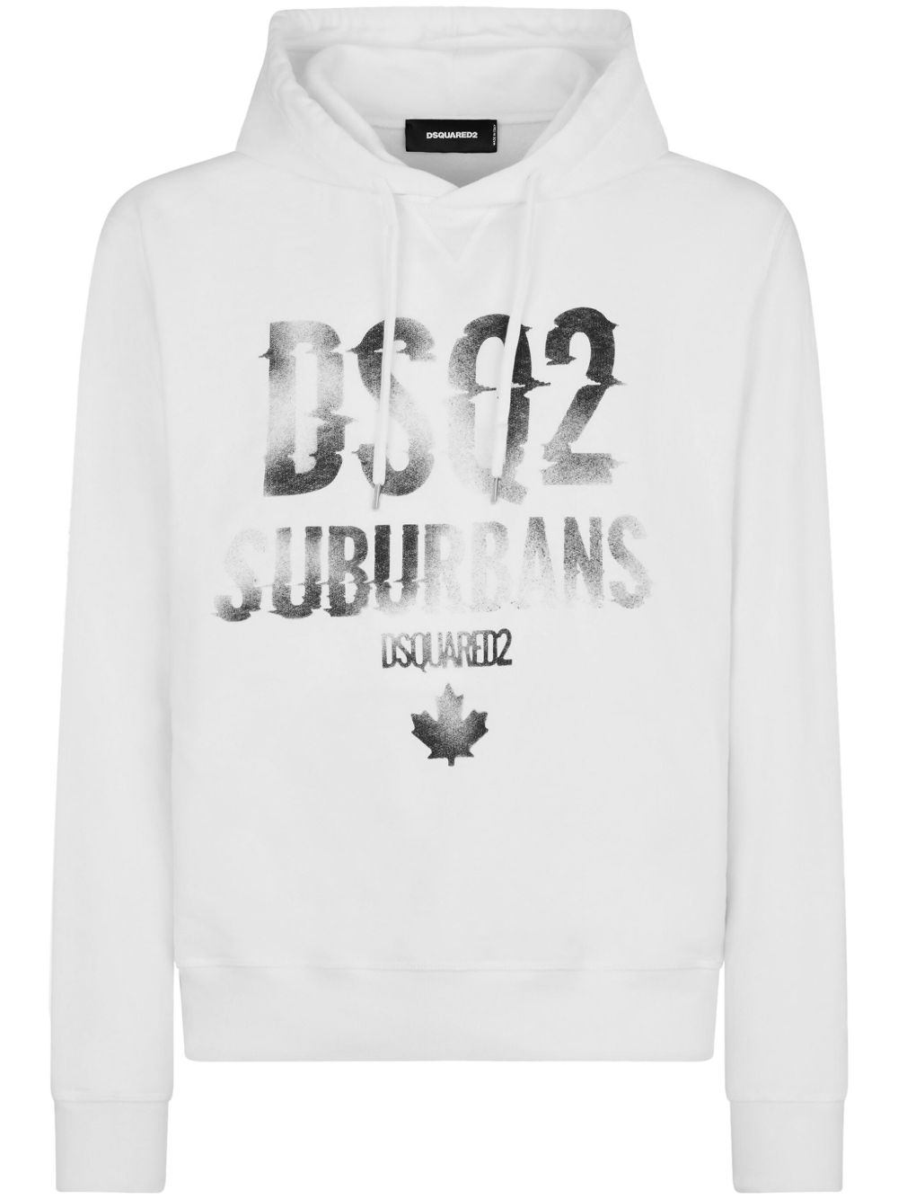 DSQUARED2 logo印花棉连帽衫 - 白色